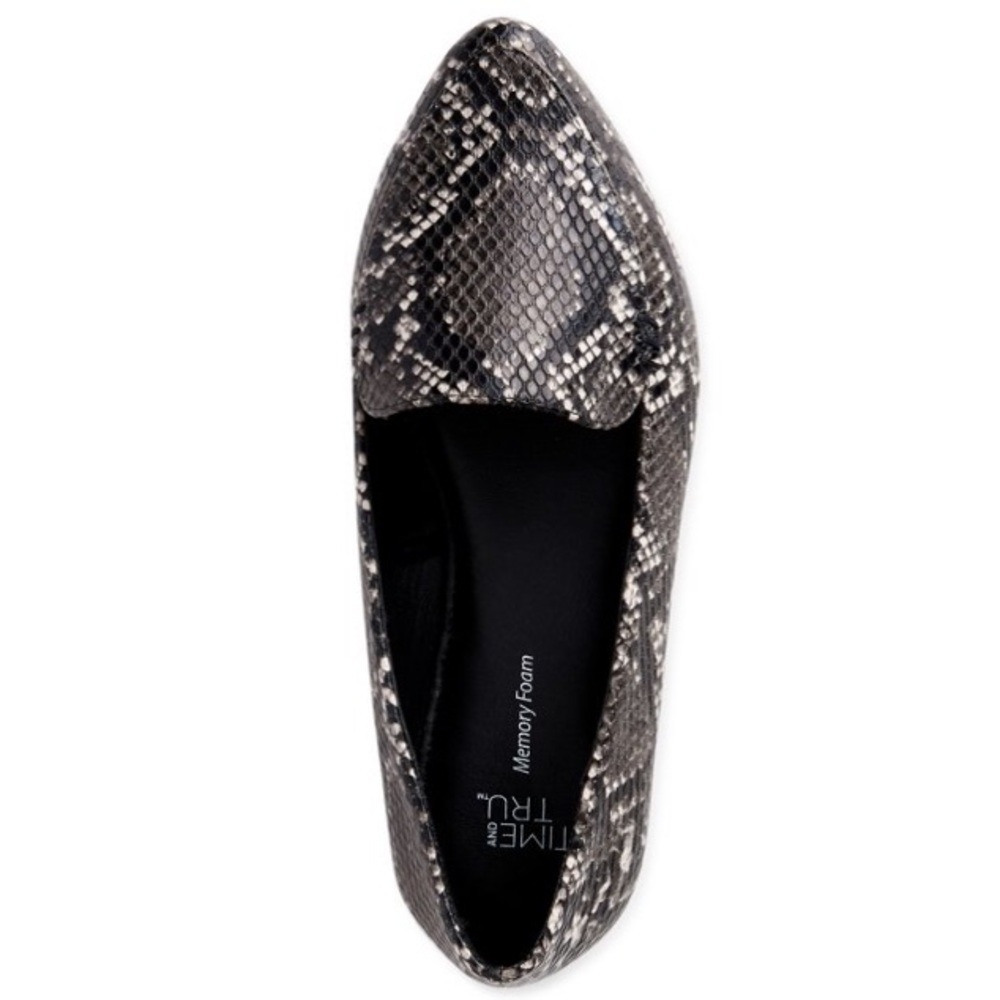 Black Snake Skin Pointed Flat